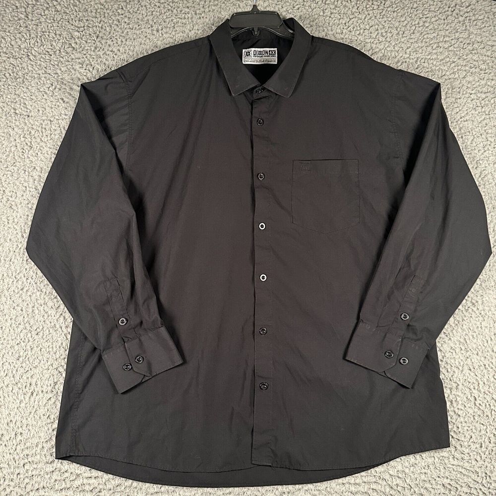 Dixxon Performance Bamboo‎ Series Shirt Mens 4X Black Button Up Long Sleeve